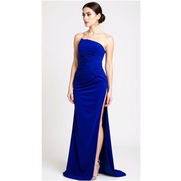 JOVANI Asymmetric Strapless Neck Gown 26166, Royal Blue, 4 (US) - Picture 3 of 13